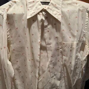 LONG SLEEVE SHIRT, 16, EUROPEAN CUT ASHLEY LOGAN-HATHWAY, CREAM WITH DESIGNS